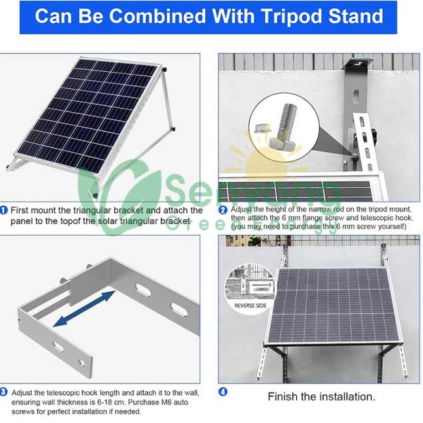Einstellbare Solarpanel Montage Balkonhaken kann nach Belieben eingestellt werden, um die am besten geeignete verschiedenen Größen von Balkongeländern oder Wand zu gewährleisten