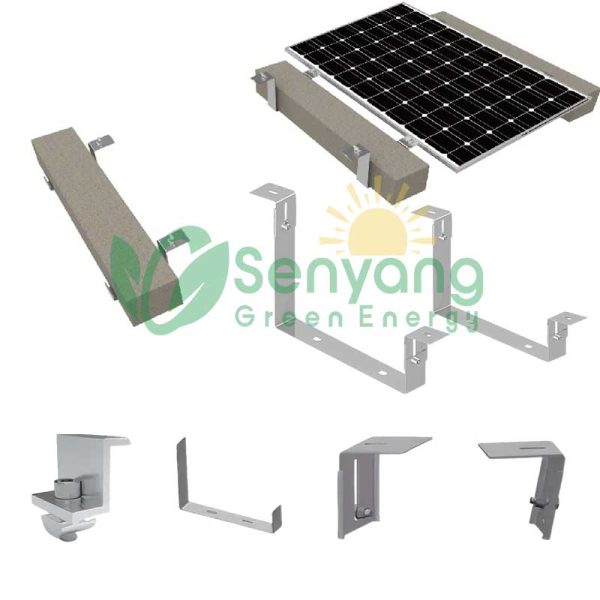 Rail less Solar Ballast mount system no need additional rails to save material and only 3 parts: mid clamp, end clamp, ballast structure