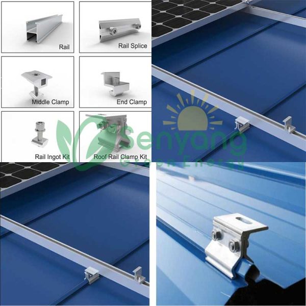 Non-penetrating Diamond Kliplok Seam Roof Solar Mount Securely attaches to the roof seams without drilling holes, preventing leaks and preserving roof integrity