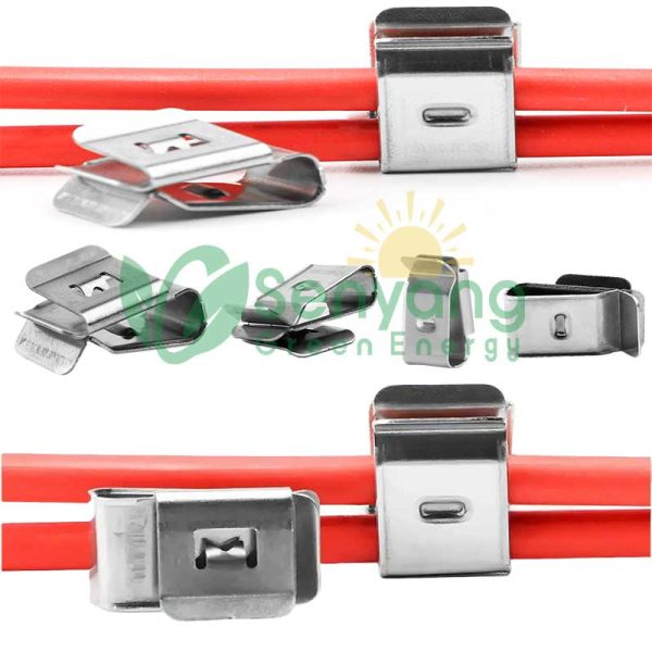 New 2 wires SUS304 90° solar panel cable clip REASONABLE DESIGN: Special tongue design facilitates easy installation and removal without tools, with burr- edges can effectively prevent damage to cable insulation