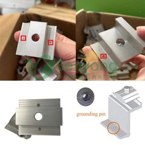 solar grounding pins for solar panel mounting are designed to integrate with mid clamps or end clamps, allowing for efficient grounding of solar panels