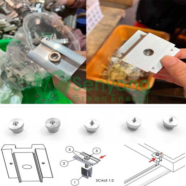 Stainless Steel Solar Grounding Pins for Mid Clamps Compatible with various mid clamp designs and solar panel configurations