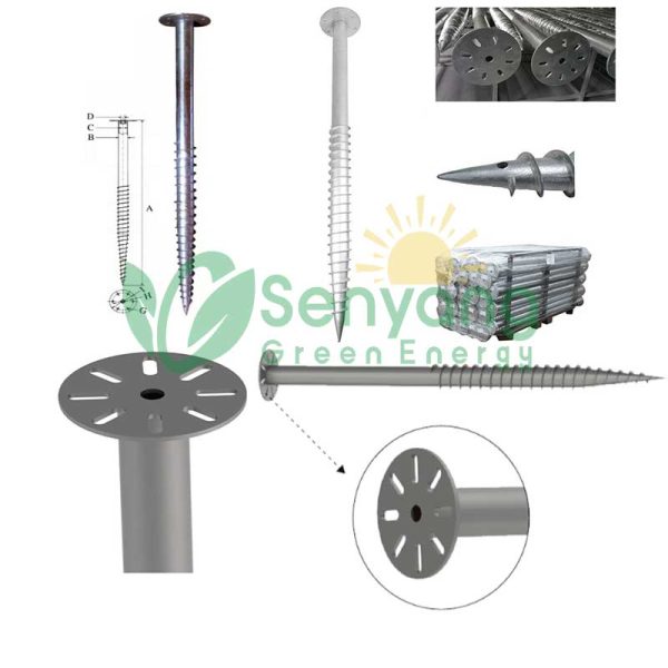 tornillo de tierra galvanizado solar con brida Variedad de tamaños Disponible en varias longitudes y diámetros para adaptarse a diferentes tipos de suelo y profundidades de instalación