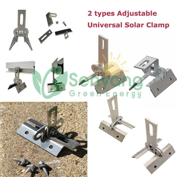 Ajuste vertical y ajuste lateral Fijación universal con abrazadera solar