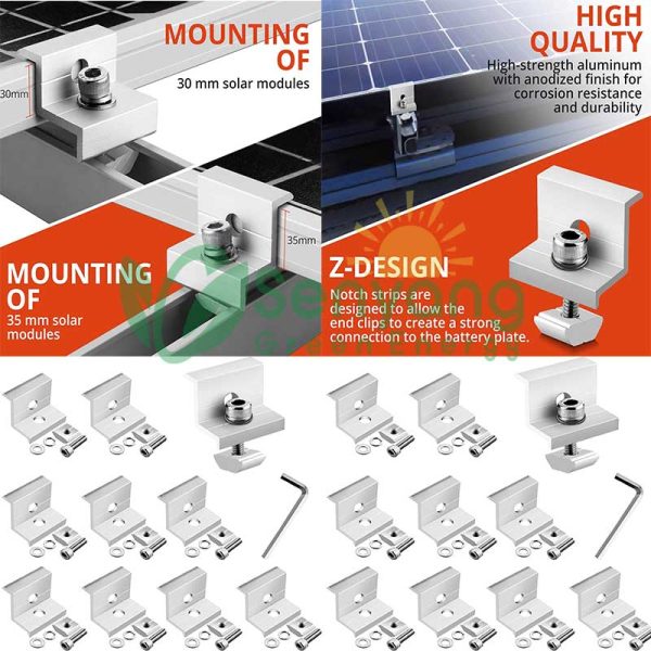 Inventory Simplicity 30/35mm Dual-purpose Solar Panel End Clamp panel.One clamp