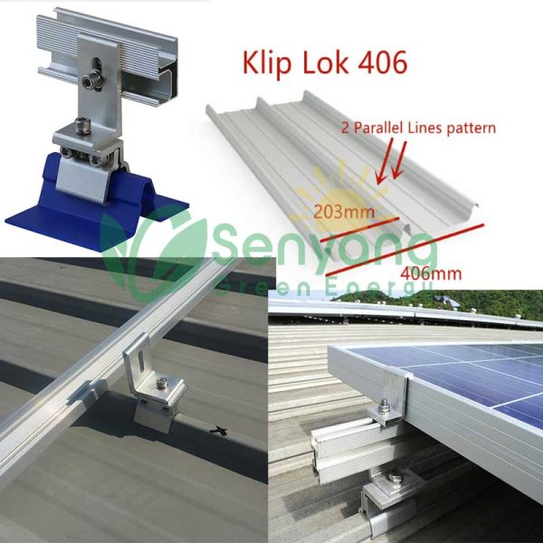 Solar Klip Lok 406 Clamp Mounting with L foot Corrugated metal roof requires a non-penetrating, clamp-based system