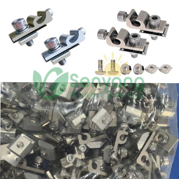Nickel and aluminum Solar Grounding Lug Earthing Lug is used to mounted on the aluminum rail to hold the copper grounding wire
