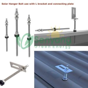 High-Strength Self-drilling Solar Hanger Bolt Fastener System use with aluminum L bracket or SUS304 connecting plate to fix the mounting rail