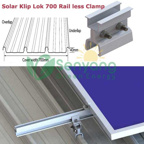 Solar Klip Lok 700 Clamp Mounting Railless Klip Lok 700 rail less clamp rail-less mount for PV-installation on standing seam metal roof for Lysaght Klip-lok roofing