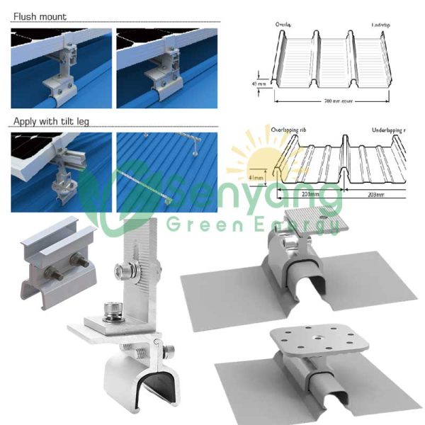 Solar Klip Lok 700 Clamp Mounting with L foot for rooftop simply compatible with L feet mount system to make the system more strong and robust