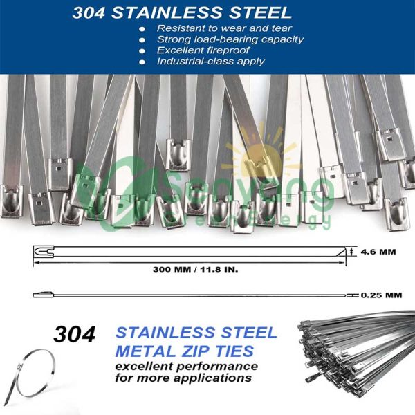 Solar Stainless Steel Metal Cable Ties self-locking durable and versatile solutions for securing and organizing cables, wires, and other materials in various applications