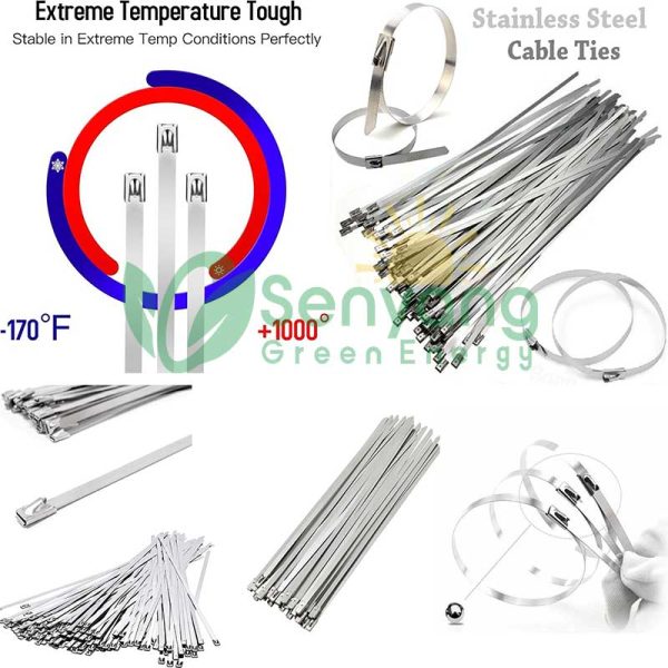 Stainless Steel Metal Cable Ties cable ties with 200 lbs Tensile Strength, self-locking strap Ties Can withstand extreme temperatures, making them ideal for both high and low-temperature applications