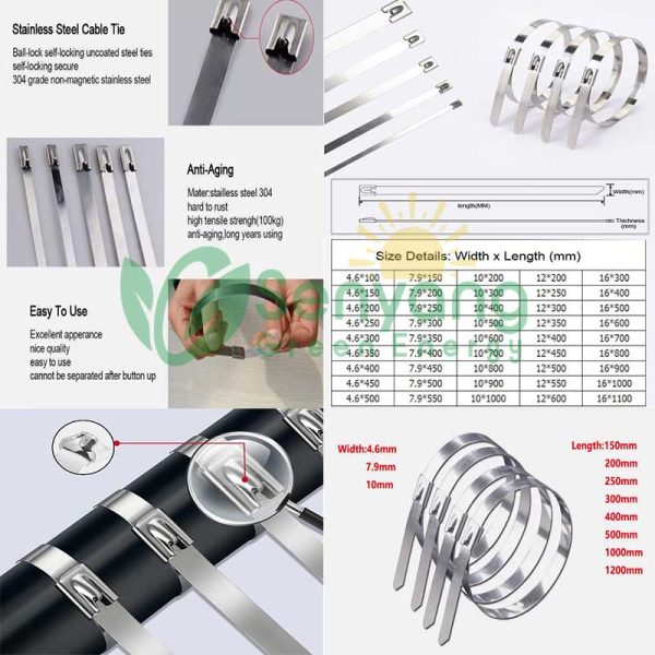 Stainless Steel Metal Cable Ties cable ties Variety of Sizes Available in various lengths and widths to accommodate different cable sizes and applications