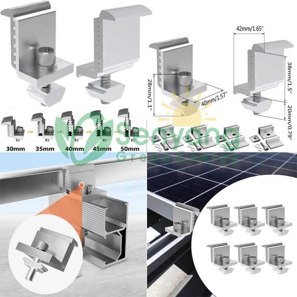 Aluminum Solar Panel Adjustable End Clam datasheet provides more simple and flexible installation for solar panel mounting