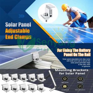 Solar Panel Adjustable End Clamp designed to be adjusted for different PV modules framed thickness ranging from 30mm to 50mm