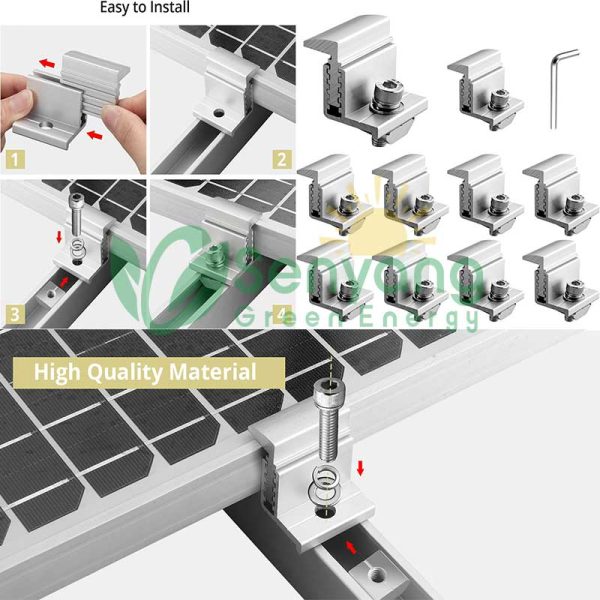 New Solar Panel Adjustable End Clamp Allows for fine-tuning of the clamp position to accommodate different panel sizes and configurations