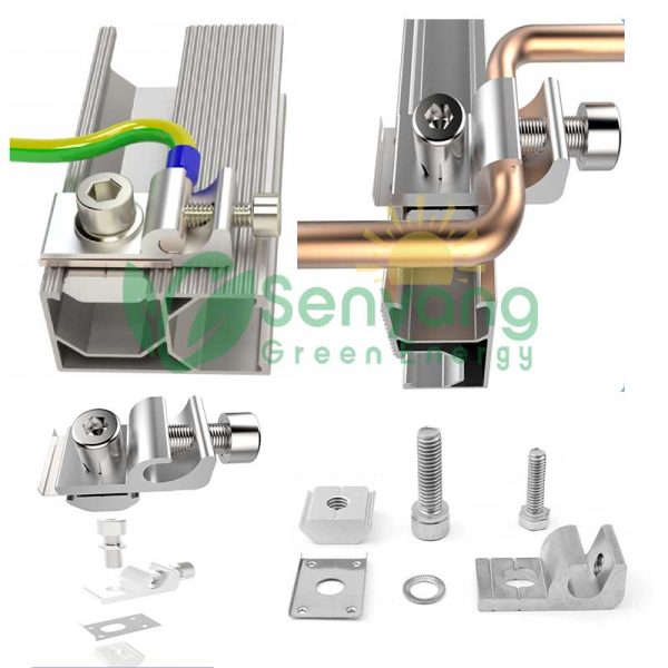 Solar Grounding Lugs for solar earthing kits copper Earthing lug including washer, lay-in earthing lug, stainless steel bolt and stainless steel pad