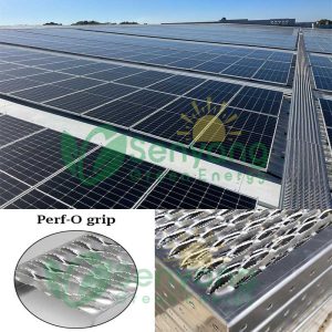 Passadiço de alumínio antiderrapante para sistema solar no telhado