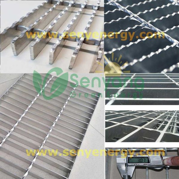 Slip-Resistant Surface Solar Hot-Dip Galvanized Steel Grating Walkway textured or perforated surface to prevent slipping