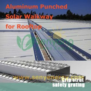 Lightweight Aluminum Punched Solar Walkway for Rooftop Aluminum weighs about one-third the weight of steel