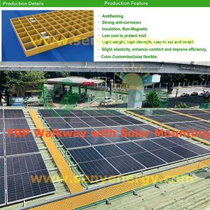 Slip Resistance FRP Walkway with Solar Mounting Impervious to rust, rot, and most chemicals