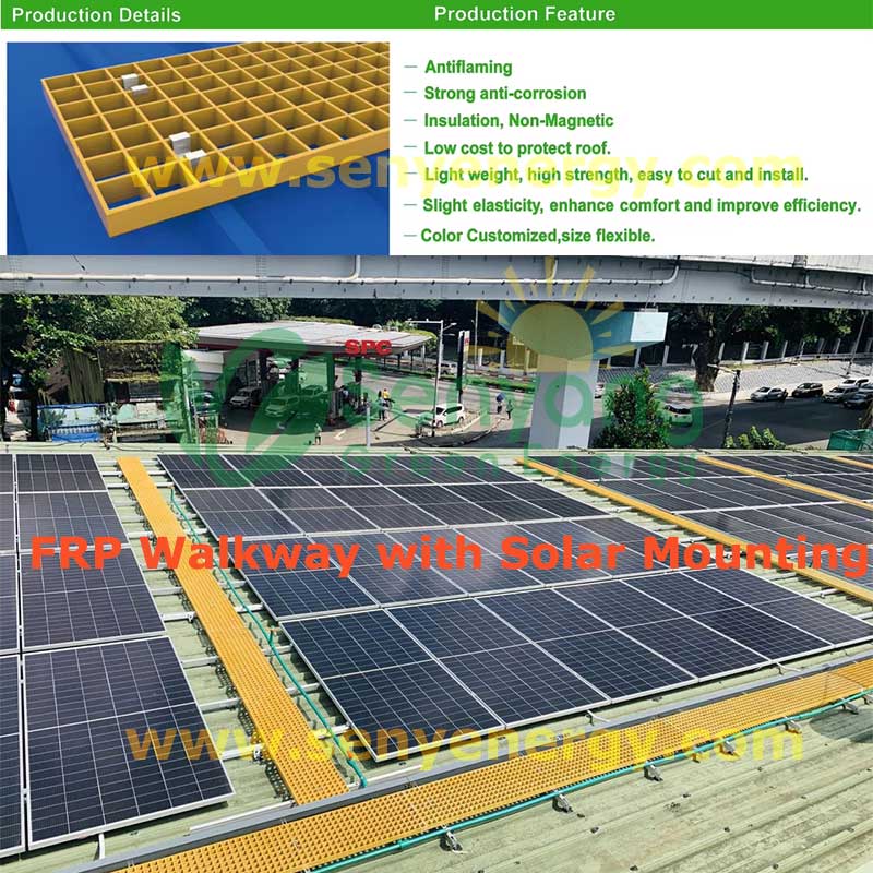 Slip Resistance FRP Walkway with Solar Mounting Impervious to rust, rot, and most chemicals