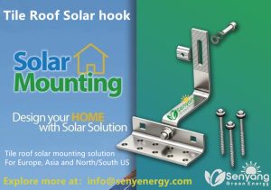 Tile Roof solar hook PV Mounting System Compatible to most kinds of framed 60-cell, 72-cell, half-cut cells modules and frameless modules