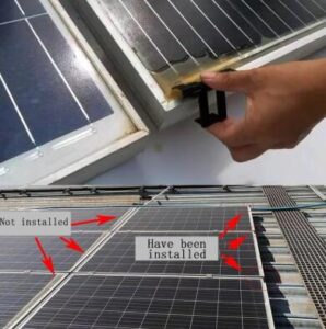 Solar Panel Drainage Clip Panels drain properly, eliminating "bird bath" puddles