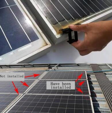 Solar Panel Drainage Clip Panels drain properly, eliminating "bird bath" puddles