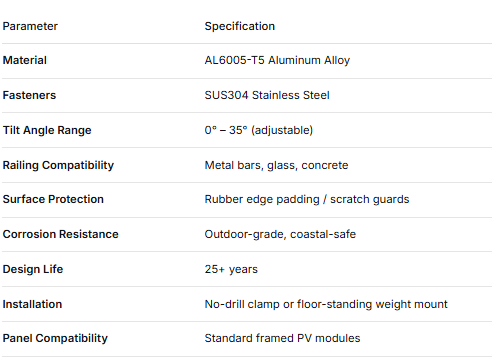  Balcony solar Bracket datasheet